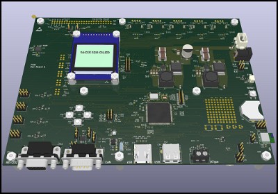 Top of PCB as rendered by KiCad    &#169;  All Rights Reserved
